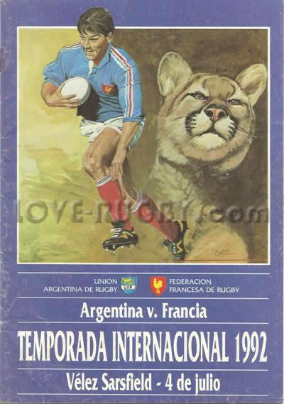1992 Argentina v France  Rugby Programme