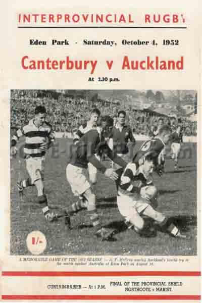 1952 Auckland v Canterbury  Rugby Programme