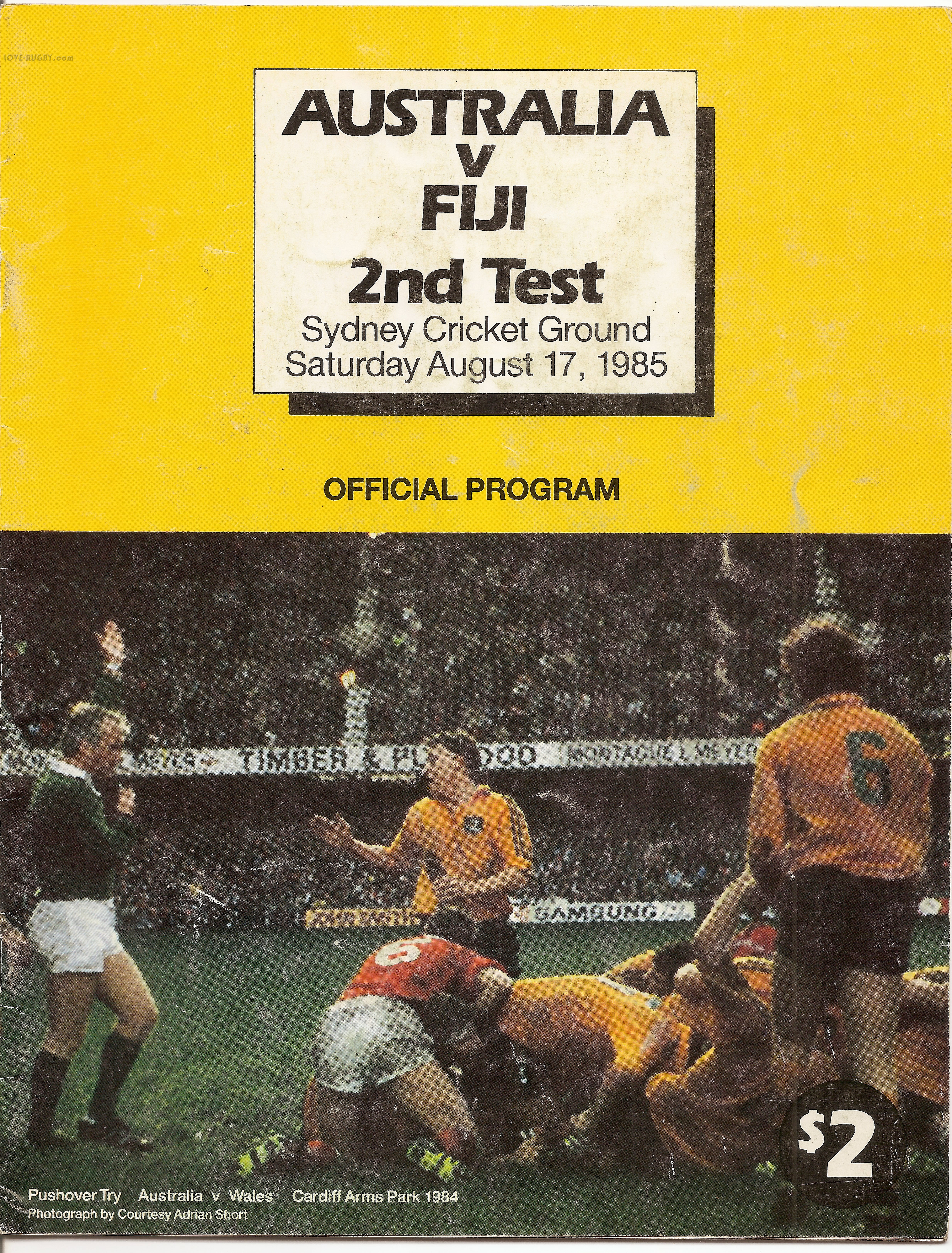 1985 Australia v Fiji  Rugby Programme