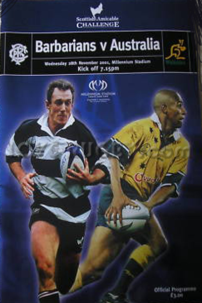 2001 Barbarians v Australia  Rugby Programme
