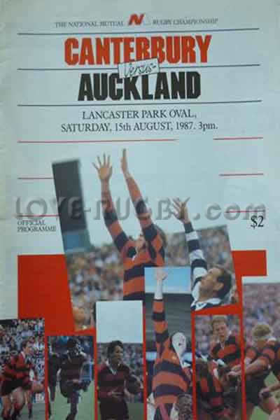 1987 Canterbury v Auckland  Rugby Programme