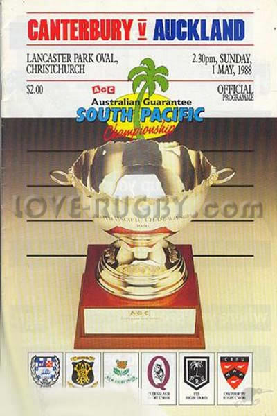 1988 Canterbury v Auckland  Rugby Programme