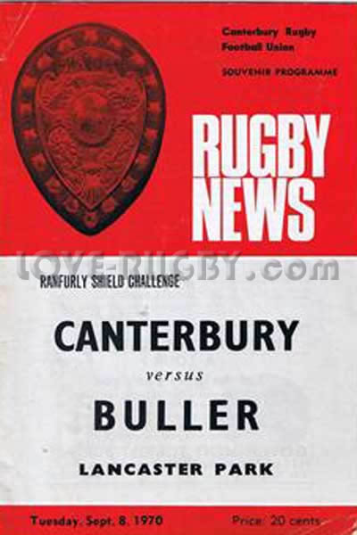 1970 Canterbury v Buller  Rugby Programme