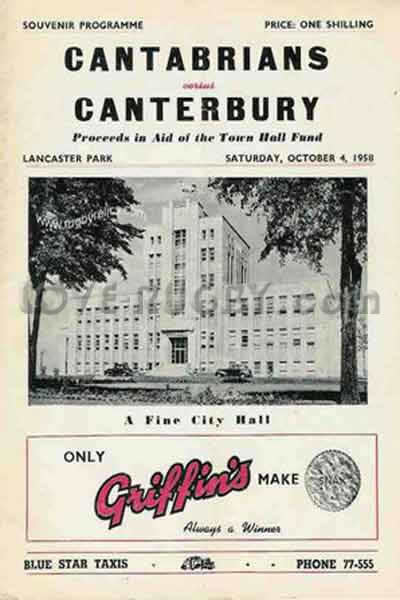 1958 Canterbury v Cantabrians  Rugby Programme