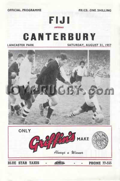1957 Canterbury v Fiji  Rugby Programme