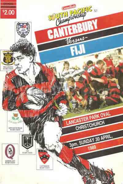 1989 Canterbury v Fiji  Rugby Programme