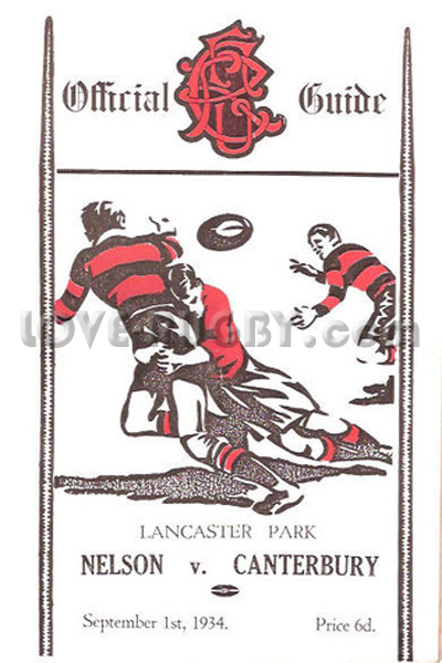 1934 Canterbury v Nelson  Rugby Programme
