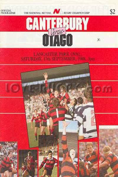 1988 Canterbury v Otago  Rugby Programme