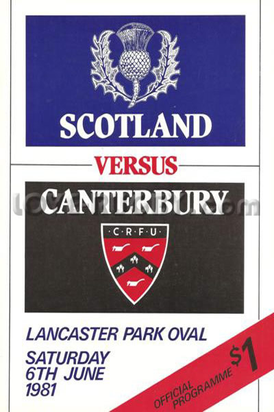 1981 Canterbury v Scotland  Rugby Programme