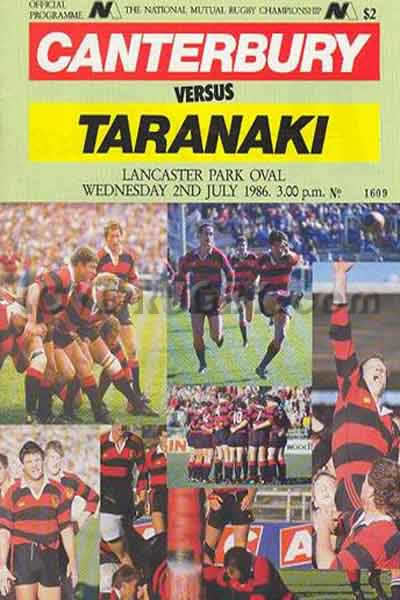 1986 Canterbury v Taranaki  Rugby Programme
