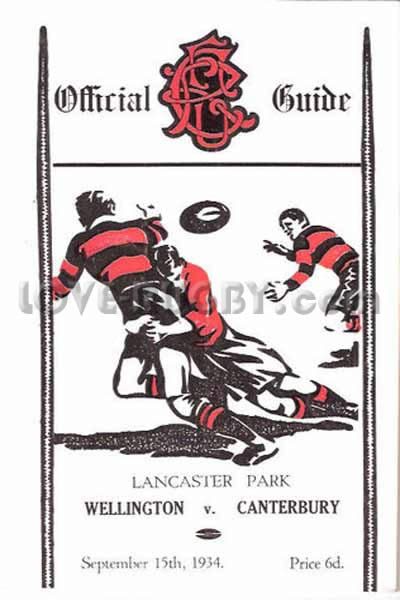 1934 Canterbury v Wellington  Rugby Programme