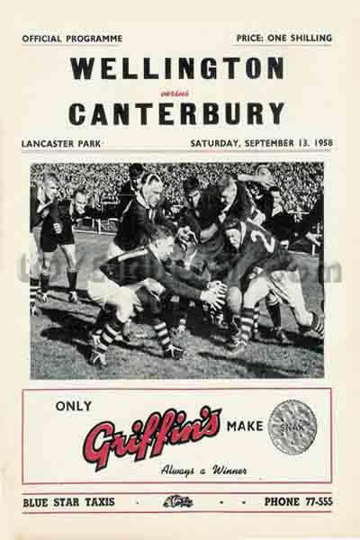 1958 Canterbury v Wellington  Rugby Programme