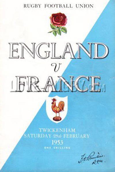 1953 England v France  Rugby Programme