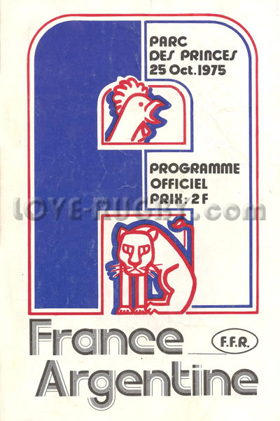 1975 France v Argentina  Rugby Programme