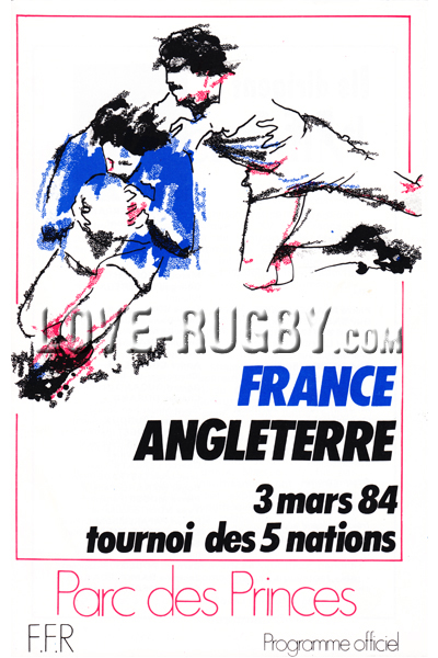 1984 France v England  Rugby Programme