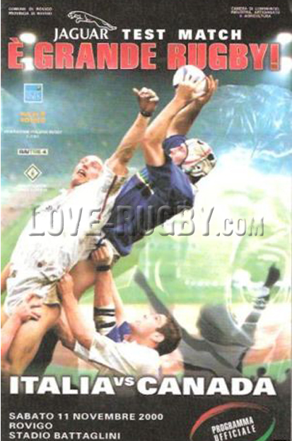 2000 Italy v Canada  Rugby Programme