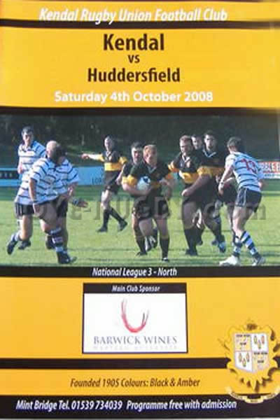 2008 Kendal v Huddersfield  Rugby Programme