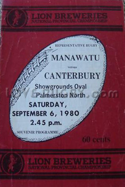 1980 Manawatu v Canterbury  Rugby Programme