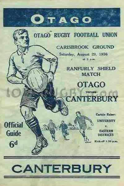 1936 Otago v Canterbury  Rugby Programme