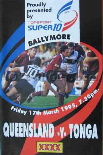 1995 Queensland v Tonga  Rugby Programme
