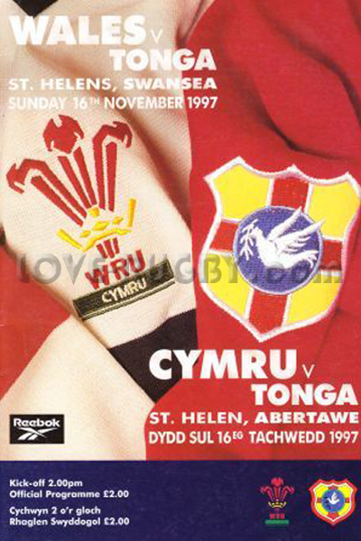 1997 Wales v Tonga  Rugby Programme