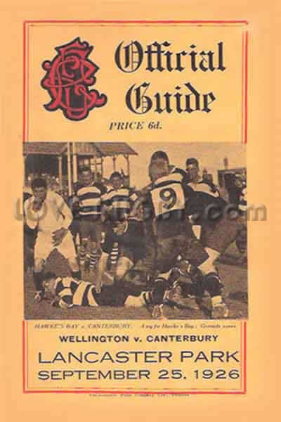 1926 Wellington v Canterbury  Rugby Programme