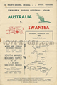 Swansea v Australia 1947 rugby  Programme